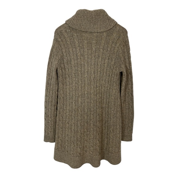 Ralph Lauren Blue Label Sz M Wool/Cashmere Shawl Neck Cardigan Taupe Buckle - Picture 2 of 12